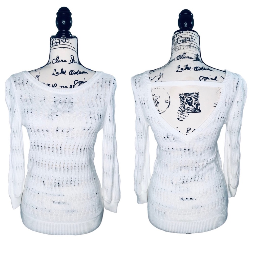 WHBM - Open Knit Sweater in Winter White - XS